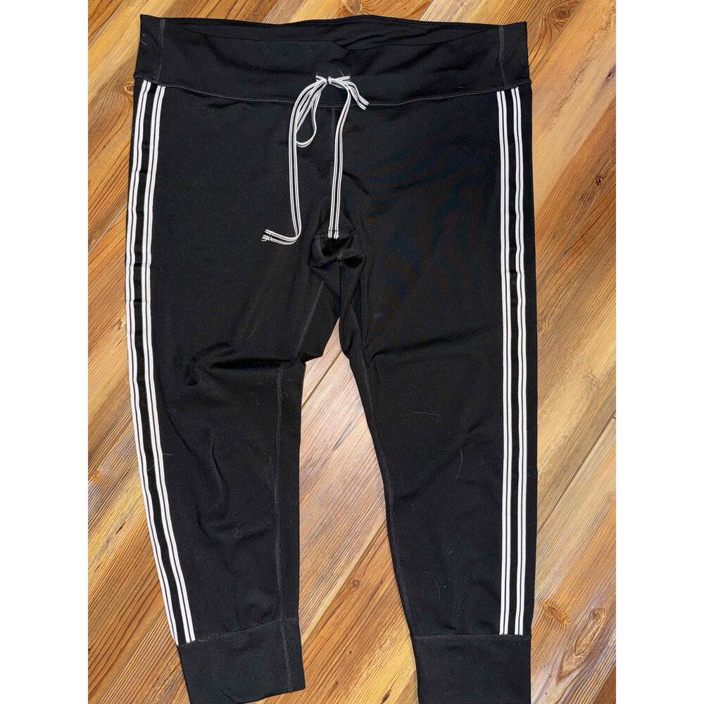 GapFit Womens Black Drawstring Waist White Stripe Sweatpants Size Extra Large